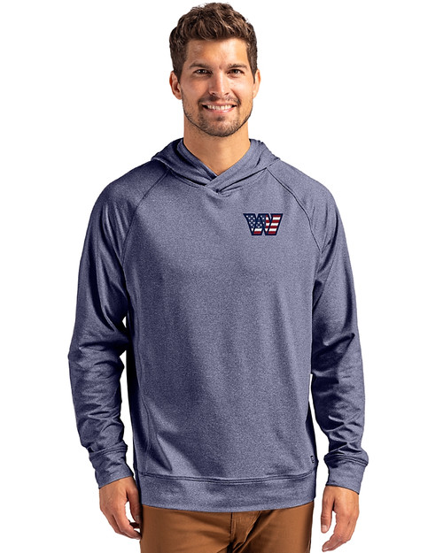 Washington Commanders Americana Cutter & Buck Adapt Knit Recycled Mens Heathered Hooded Pullover NVH_PRO_HG 