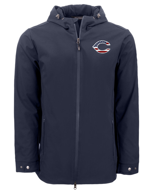 Cincinnati Reds Stars & Stripes Cutter & Buck Camano Everyday Stretch Recycled Mens Water Resistant Jacket NVBU_MANN_HG 1