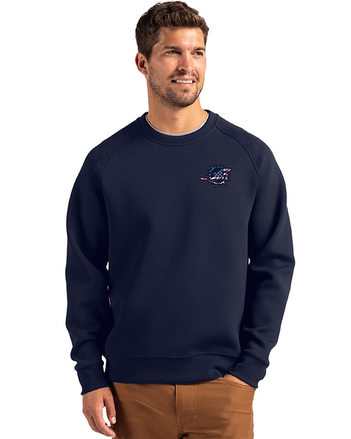 Miami Dolphins Americana Cutter & Buck Roam Recycled Crew Neck Mens Pullover NVBU_PRO_HG 