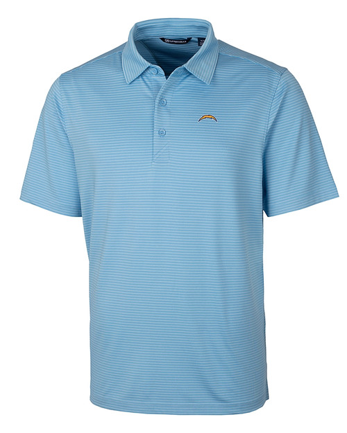 Los Angeles Chargers Cutter & Buck Forge Pencil Stripe Stretch Mens Big and Tall Polo Atlas Light Blue Mannequin