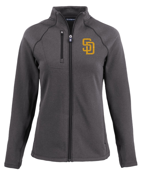 San Diego Padres Cutter & Buck Peshastin Fleece Recycled Womens Full Zip Jacket BLH_MANN_HG 1