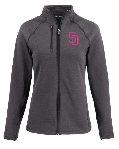 San Diego Padres City Connect Cutter & Buck Peshastin Fleece Recycled Womens Full Zip Jacket BLH_MANN_HG 1
