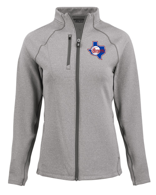 Texas Rangers Cooperstown Cutter & Buck Peshastin Fleece Recycled Womens Full Zip Jacket EGH_MANN_HG 1