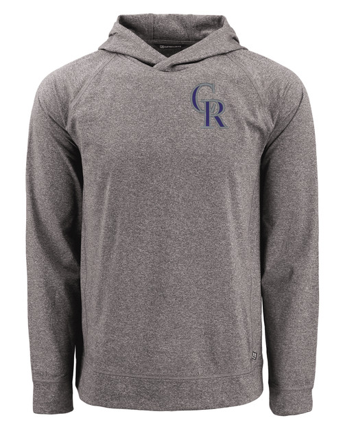 Colorado Rockies Cutter & Buck Adapt Knit Recycled Mens Heathered Hooded Pullover BLH_MANN_HG 1