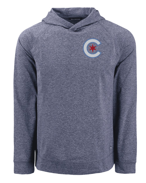 Chicago Cubs City Connect Cutter & Buck Adapt Knit Recycled Mens Heathered Hooded Pullover NVH_MANN_HG 1