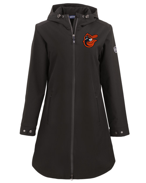Baltimore Orioles Cooperstown Cutter & Buck Camano Everyday Stretch Recycled Womens Water Resistant Jacket BL_MANN_HG 1