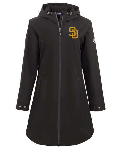 San Diego Padres Cutter & Buck Camano Everyday Stretch Recycled Womens Water Resistant Jacket BL_MANN_HG 1