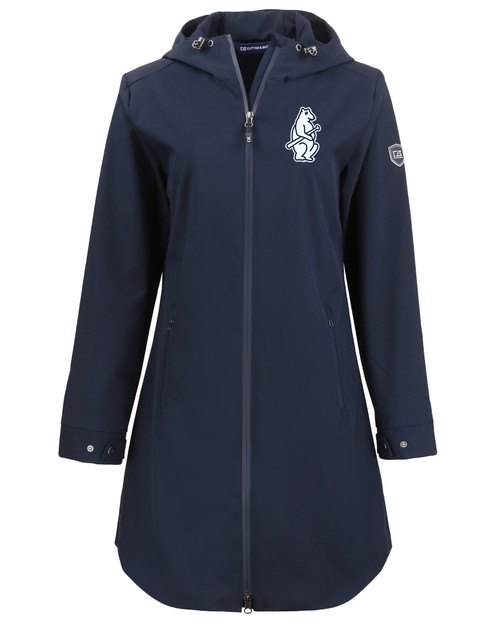 Chicago Cubs Cooperstown Cutter & Buck Camano Everyday Stretch Recycled Womens Water Resistant Jacket NVBU_MANN_HG 1