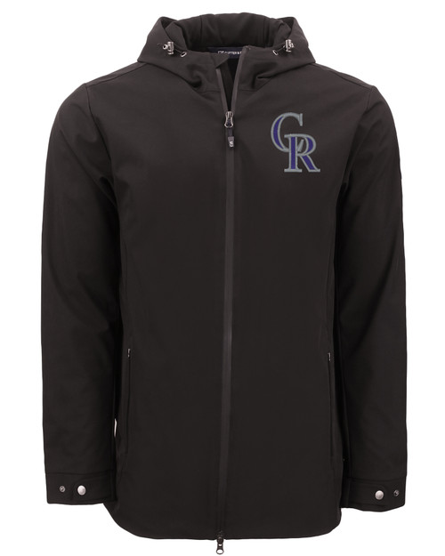 Colorado Rockies Cutter & Buck Camano Everyday Stretch Recycled Mens Water Resistant Jacket BL_MANN_HG 1
