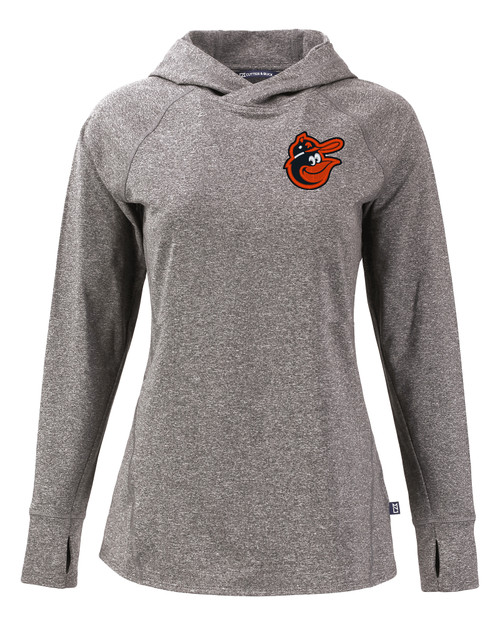 Baltimore Orioles Cooperstown Cutter & Buck Adapt Knit Recycled Womens Heathered Hooded Pullover BLH_MANN_HG 1