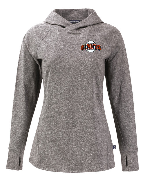 San Francisco Giants Cooperstown Cutter & Buck Adapt Knit Recycled Womens Heathered Hooded Pullover BLH_MANN_HG 1