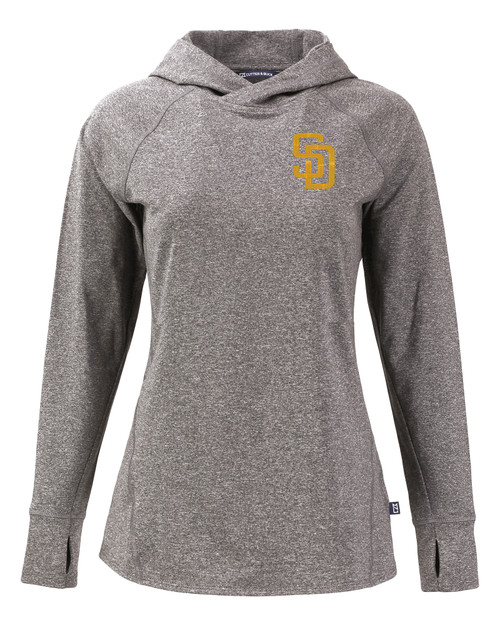 San Diego Padres Cutter & Buck Adapt Knit Recycled Womens Heathered Hooded Pullover BLH_MANN_HG 1