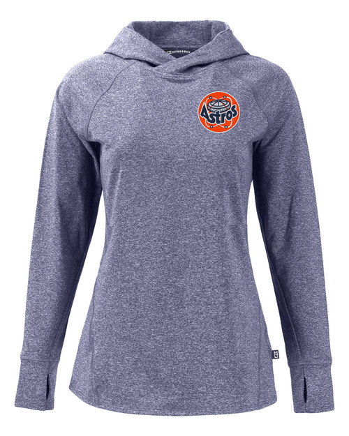 HoustonAstrosCooperstown- Cutter & Buck Adapt Knit Recycled Womens Heathered Hooded Pullover NVH_MANN_HG 1