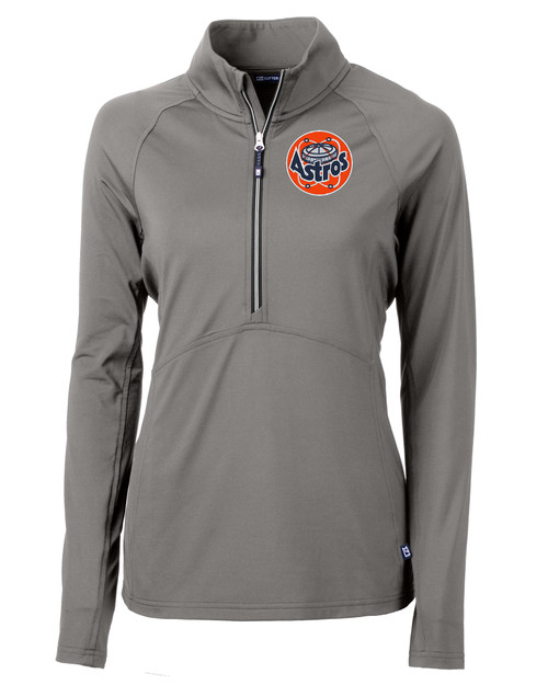 HoustonAstrosCooperstown- Cutter & Buck Adapt Eco Knit Stretch Recycled Womens Half Zip Pullover EG_MANN_HG 1