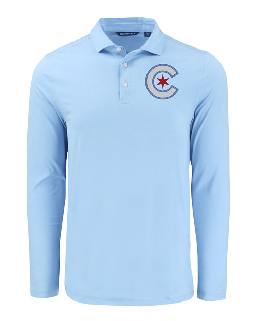 Chicago Cubs City Connect Cutter & Buck Coastline Epic Comfort Eco Recycled Mens Long Sleeve Polo ALS_MANN_HG 1
