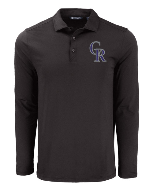 Colorado Rockies Cutter & Buck Coastline Epic Comfort Eco Recycled Mens Long Sleeve Polo BL_MANN_HG 1