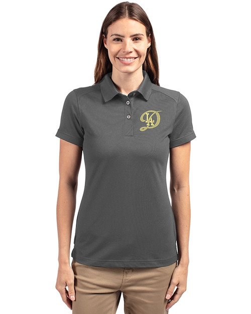 Los Angeles Dodgers City Connect- Cutter & Buck Advantage Eco Tri-Blend Pique Womens Polo Elemental Grey Front
