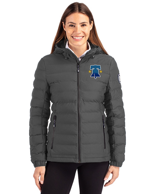 Philadelphia Phillies City Connect Cutter & Buck Mission Ridge Repreve® Eco Insulated Womens Puffer Jacket Elemental Grey Front