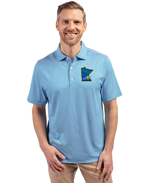 Minnesota Twins City Connect Cutter & Buck Forge Eco Double Stripe Stretch Recycled Mens Polo Digital/White Front