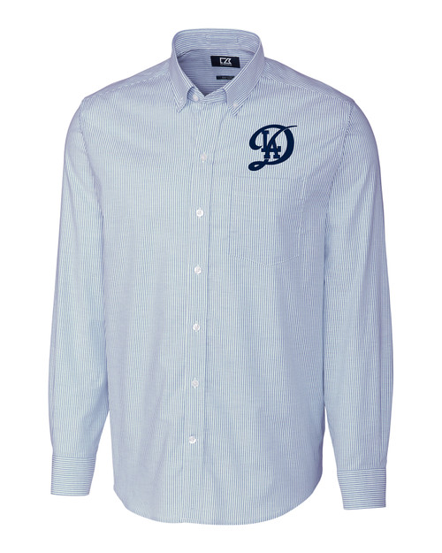 Los Angeles Dodgers City Connect- Cutter & Buck Stretch Oxford Stripe Mens Long Sleeve Dress Shirt LTB_MANN_HG 1