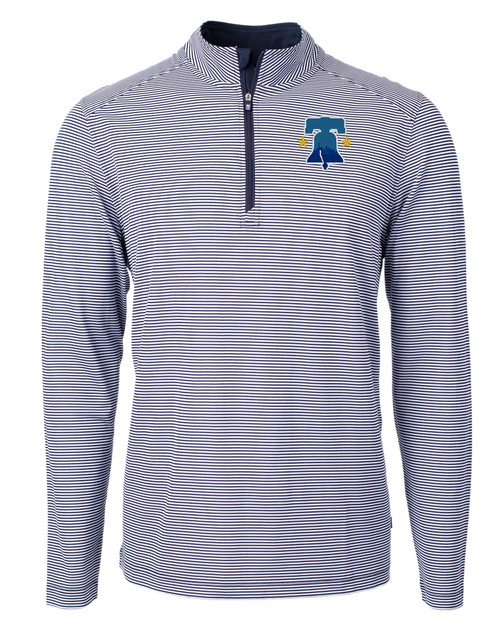 Philadelphia Phillies City Connect Cutter & Buck Virtue Eco Pique Micro Stripe Recycled Mens Quarter Zip NVBW_MANN_HG 1