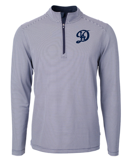 Los Angeles Dodgers City Connect- Cutter & Buck Virtue Eco Pique Micro Stripe Recycled Mens Quarter Zip NVBW_MANN_HG 1