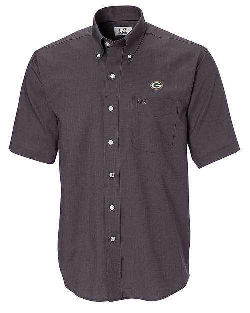 Green Bay Packers Cutter & Buck Epic Easy Care Nailshead Mens Big and Tall Short Sleeve Dress Shirt Black Mannequin