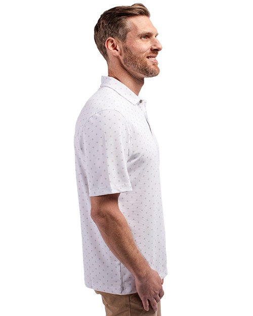 GA Tech Yellow Jackets College Vault Cutter & Buck Virtue Eco Pique Tile Print Recycled Mens Big & Tall Polo White Side