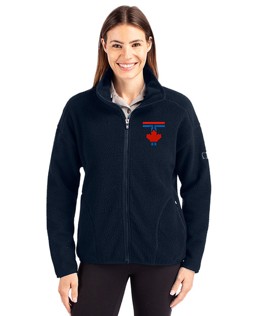 Toronto Blue Jays City Connect Cutter & Buck Cascade Eco Fleece Womens Full Zip Jacket Navy Blue Front