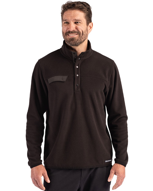 Cutter & Buck Woodland Recycled Fleece Mens Snap Pullover Black Front