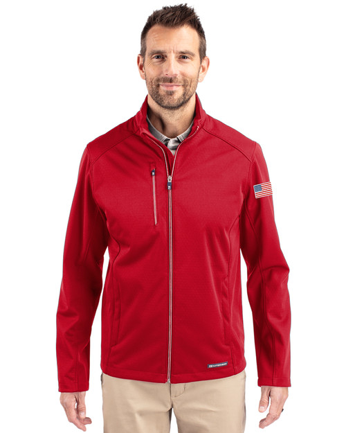 Patriotic Cutter & Buck Evoke Softshell Recycled Full Zip Mens Jacket CDR_MANN_HG 1