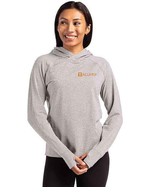 Tennessee Volunteers Alumni Cutter & Buck Adapt Knit Recycled Womens Heathered Hooded Pullover POH_PRO_HG 
