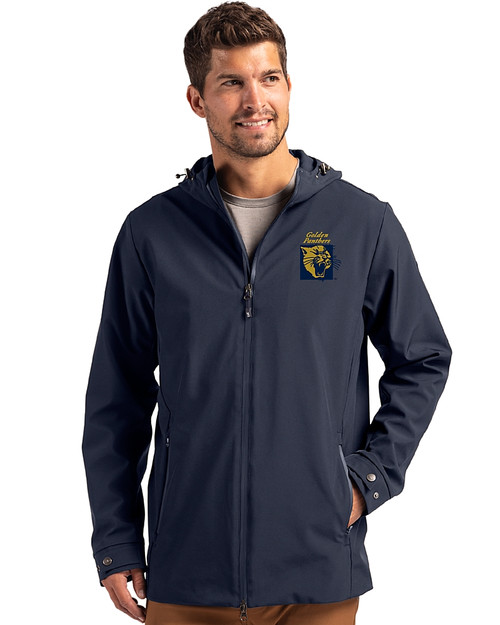 FIU Panthers College Vault Cutter & Buck Camano Recycled Everyday Stretch Water Resistant Mens Full Zip Jacket Navy Blue Front