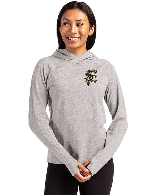 Grambling Tigers College Vault Cutter & Buck Adapt Knit Recycled Womens Heathered Hooded Pullover POH_PRO_HG 