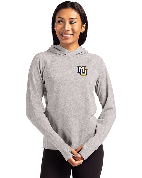 Marquette Golden Eagles Cutter & Buck Adapt Knit Recycled Womens Heathered Hooded Pullover POH_PRO_HG 