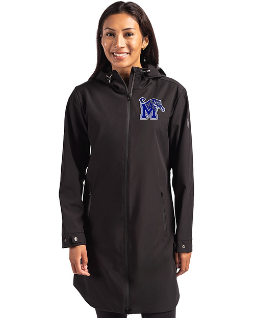 Memphis Tigers Cutter & Buck Camano Everyday Stretch Recycled Womens Water Resistant Jacket Black Front