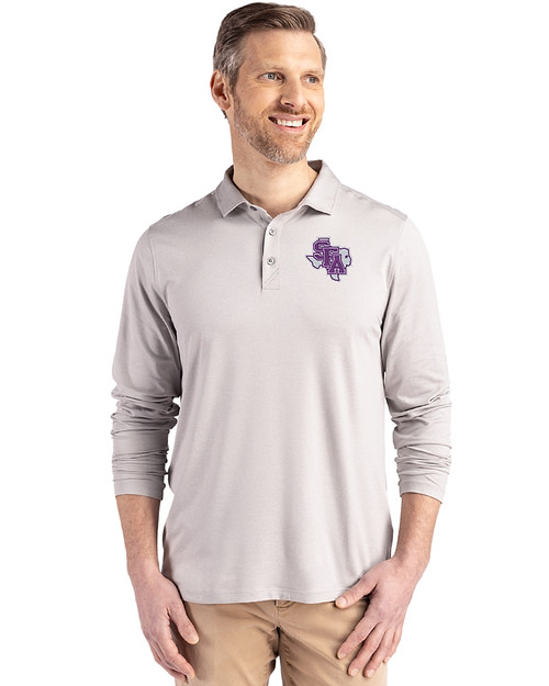 Stephen F Austin Lumberjacks Cutter & Buck Coastline Epic Comfort Recycled Mens Long Sleeve Polo CNC_PRO_HG 