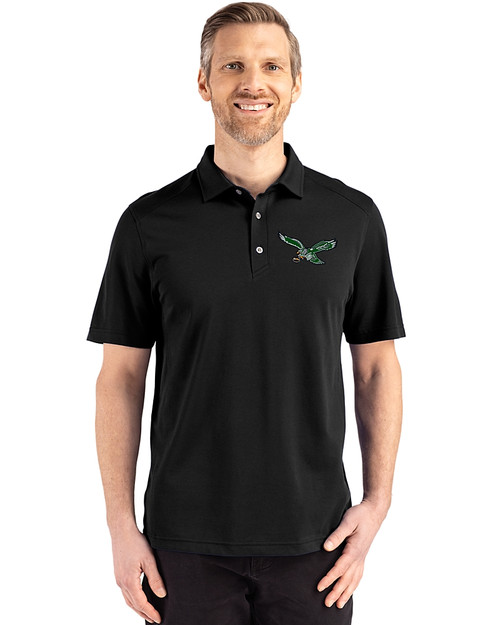 Philadelphia Eagles Historic -  Cutter & Buck Advantage Refresh Epic Confidence Recycled Mens Big & Tall Tri-Blend Pique Polo Black Front