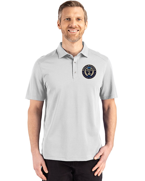 Philadelphia Union Cutter & Buck Advantage Refresh Epic Confidence Recycled Mens Big & Tall Tri-Blend Pique Polo CONCRETE Front
