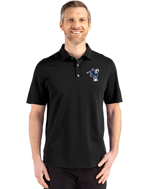 Indianapolis Colts Historic Cutter & Buck Advantage Refresh Recycled Cotton-Blend Pique Mens Big & Tall Polo Black Front