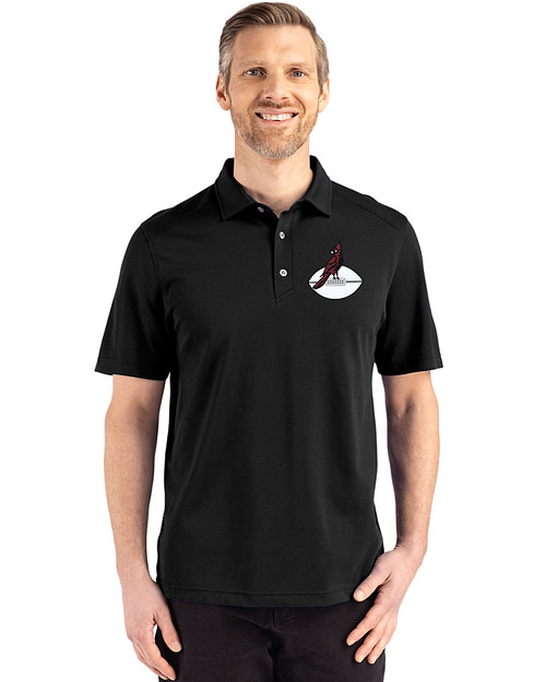 Arizona Cardinals Historic Cutter & Buck Advantage Refresh Epic Confidence Recycled Mens Big & Tall Tri-Blend Pique Polo Black Front