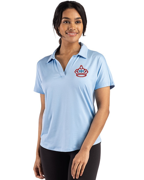 Miami Marlins City Connect Cutter & Buck Coastline Epic Comfort Recycled Womens Dolman Polo Atlas Light Blue Front