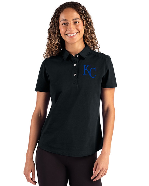Kansas City Royals Cutter & Buck Advantage Refresh Epic Confidence Recycled Womens Tri-Blend Pique Polo Black Front