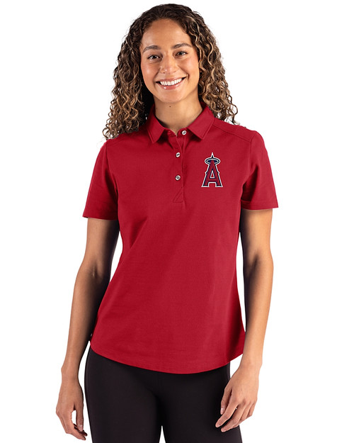 Los Angeles Angels Cutter & Buck Advantage Refresh Epic Confidence Recycled Womens Tri-Blend Pique Polo Cardinal Red Front