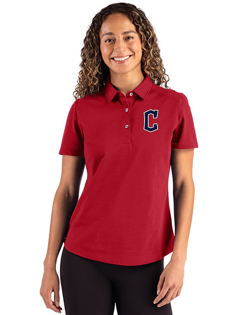 Cleveland Guardians - Cutter & Buck Advantage Refresh Recycled Cotton-Blend Pique Womens Polo Cardinal Red Front