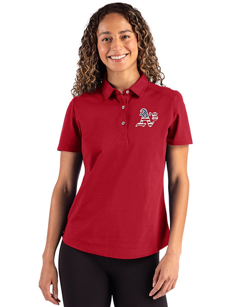 Athletics Stars And Stripes Cutter & Buck Advantage Refresh Epic Confidence Recycled Womens Tri-Blend Pique Polo Cardinal Red Front