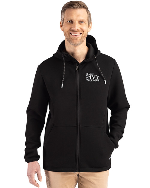The Ivy League Cutter & Buck Roam Epic Versatility Recycled Mens Full Zip Hooded Jacket Black Front