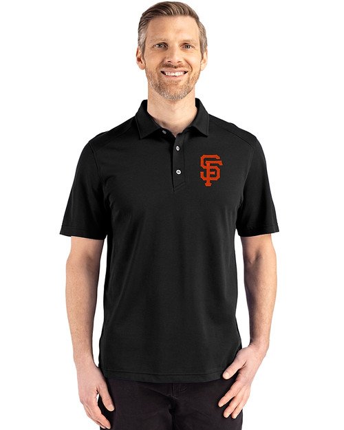 San Francisco Giants Cutter & Buck Advantage Refresh Epic Confidence Recycled Mens Big & Tall Tri-Blend Pique Polo Black Front