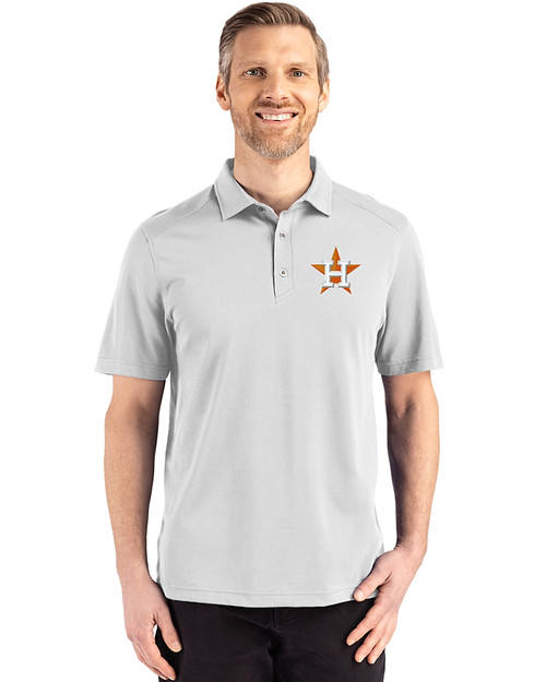 Houston Astros Cutter & Buck Advantage Refresh Epic Confidence Recycled Mens Big & Tall Tri-Blend Pique Polo CONCRETE Front