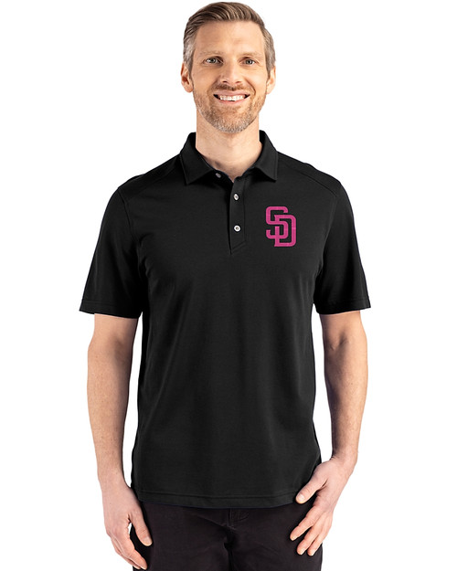 San Diego Padres City Connect Cutter & Buck Advantage Refresh Epic Confidence Recycled Mens Big & Tall Tri-Blend Pique Polo Black Front